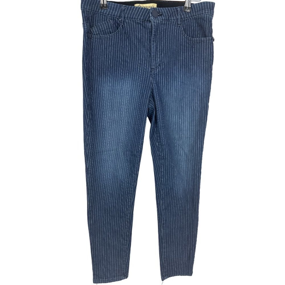 Democracy‎ AB Technology Skinny Leg Pinstriped Jeans Womens Size 10